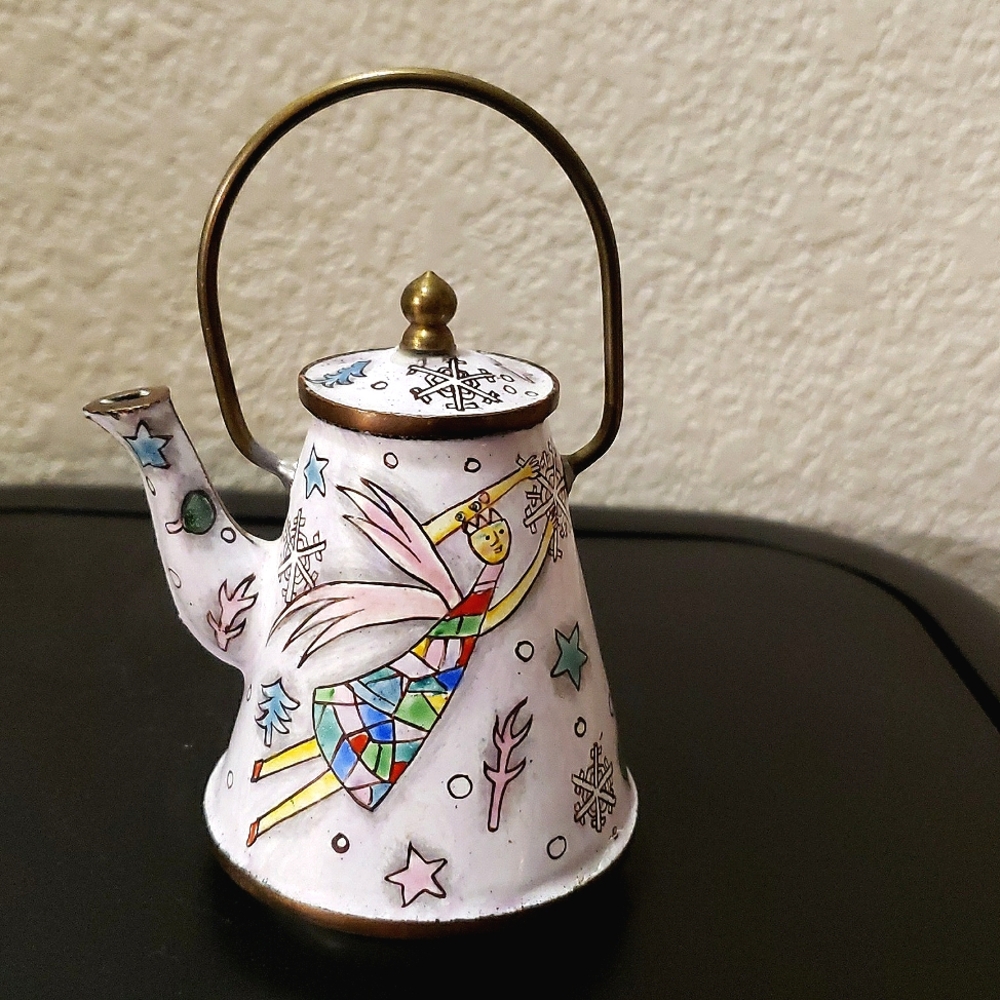 Vintage 2000 Empress Arts Enamel Miniature Teapot